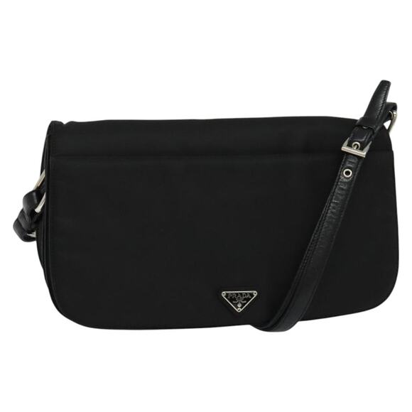 PRADA Shoulder Bag Nylon Black Silver - Picture 1 of 12